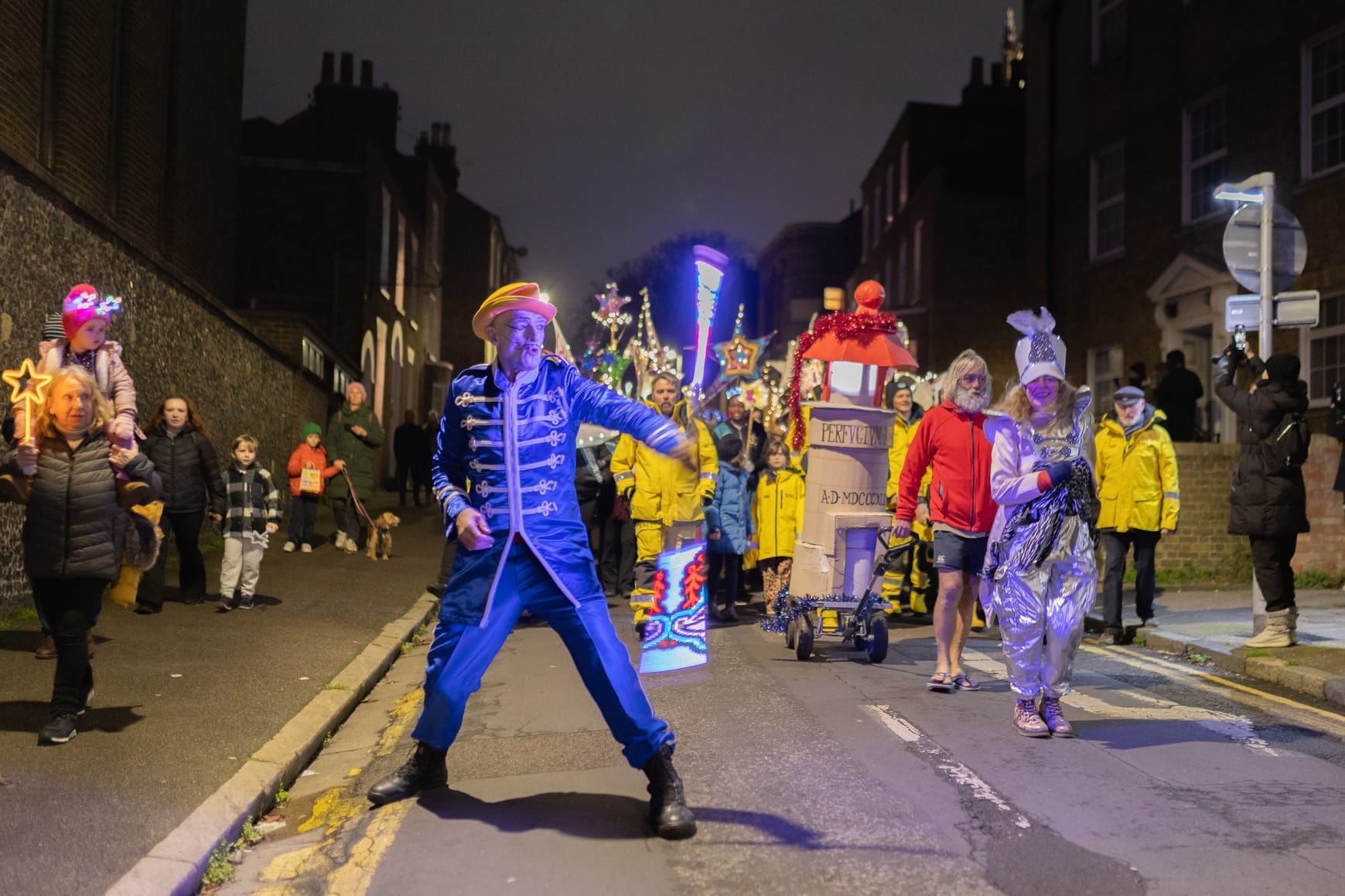 A parade of people in fancy dress