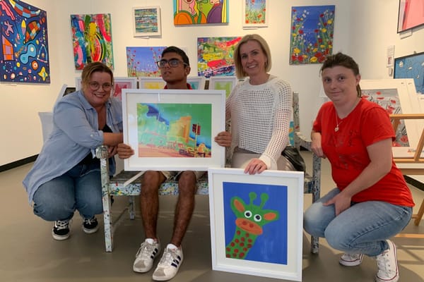 From L-R Dalibor's teacher Naomi, Dalibor, Sandra Hampton and Dailbor's siter Bailey at TMS. Photo: Strange Tourist