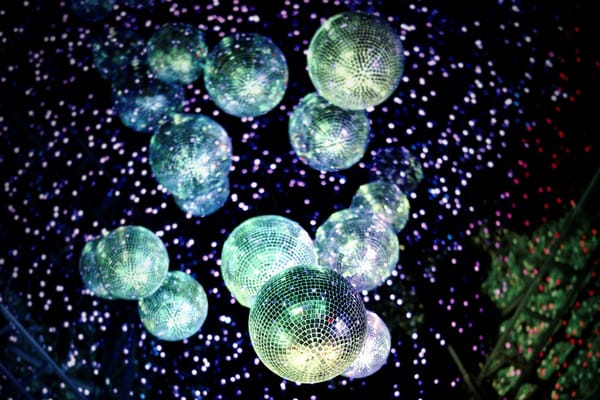 Mirror balls and Christmas lights